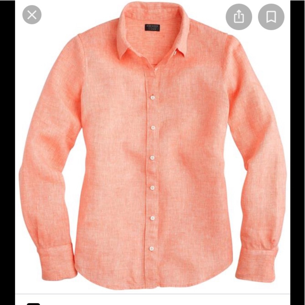 Women's Linen Button-Up Shirt - Coral